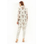 White blouse "Gliciniya-1" with an author's print of the praying mantis