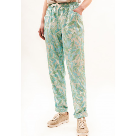 Trousers "Djad" plant print in mint color