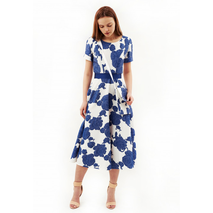 Dress "Faenza-2" white color with a floral print