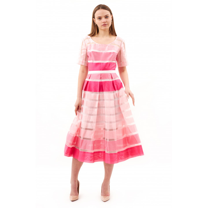 Dress "Valerie" pink color with stripes
