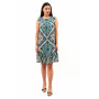 Dress "Arlekino-2" green color with geometric print