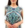 Dress "Arlekino-2" green color with geometric print