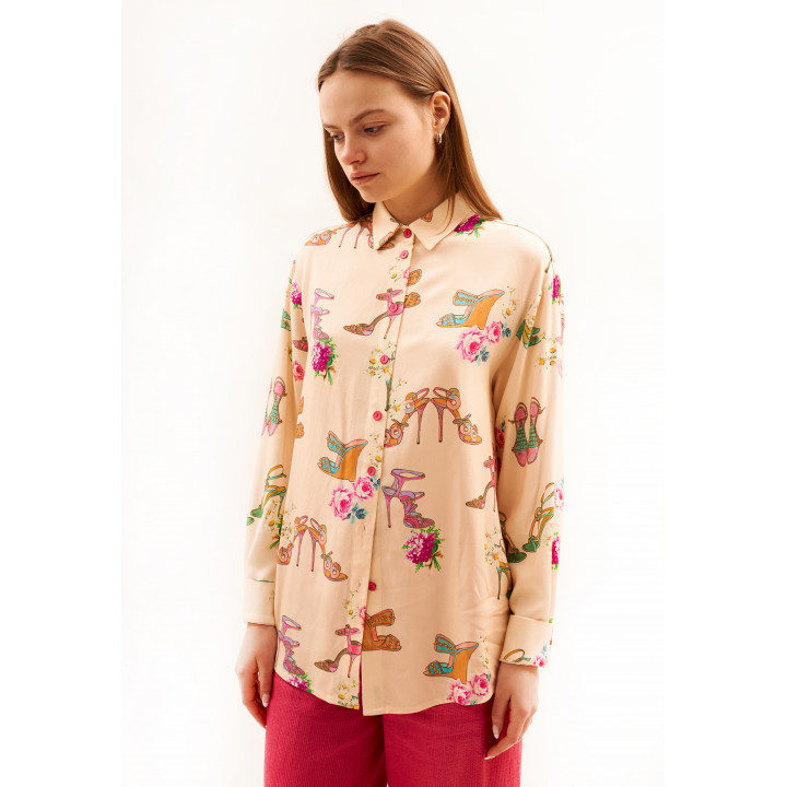 Shirt "Kitty" beige color