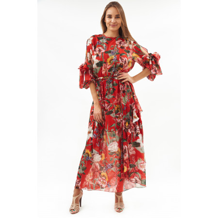Dress "Floretta" red color with floral print