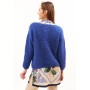 Knitted sweater blue color made of royal mohair