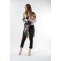 Blouse "Gliciniya" black and white floral print