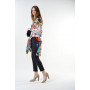 Blouse "Gliciniya" black and white floral print