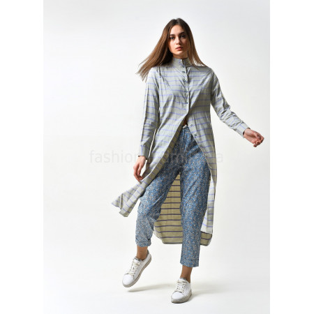 Shirt "Deina-8" gray-green color with geometric print