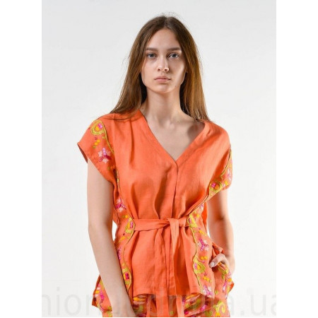 Shirt "Milena" orange color with embroidery