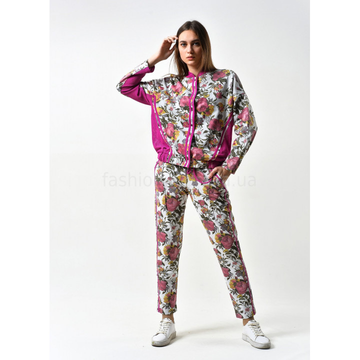 Trousers "Sport" milky color with a floral print
