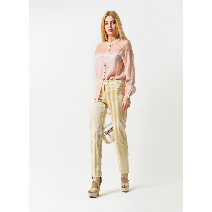 Trousers "Valentina" beige color with stripes