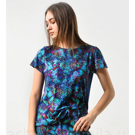 T-shirt "Holly" blue color in reptile print