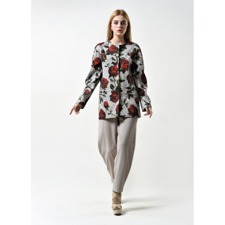 Jacket "Fodjia" gray with a floral print