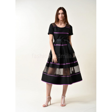 Dress "Valerie" black color with stripes