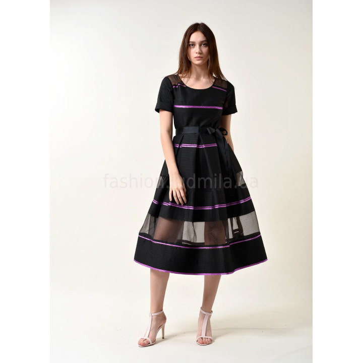 Dress "Valerie" black color with stripes