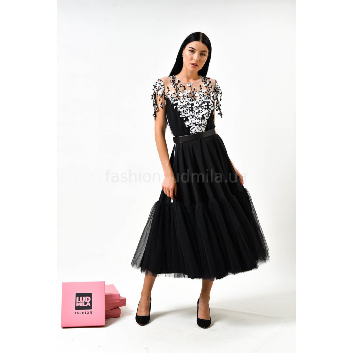 Dress "Alla" black color with lace