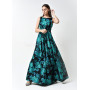 Black dress "Briana" with emerald floral print