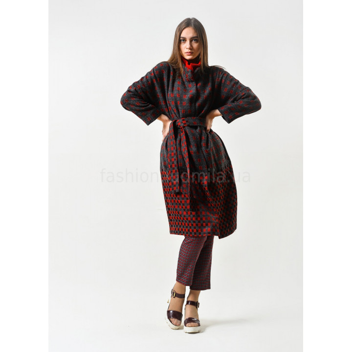 Coat "Ches" gray-red color